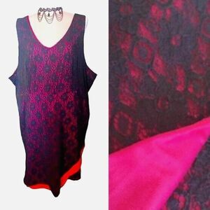Torrid Black 2014 Lace Hot Pink Trim Mini Bodycon Tank Dress Plussize 26 *4X